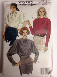 7947 EZ VOGUE LOOSE SHORT - LONG SLEEVE PLEAT OR NOT  BLOUSE PATTERN 8-12, 20-24